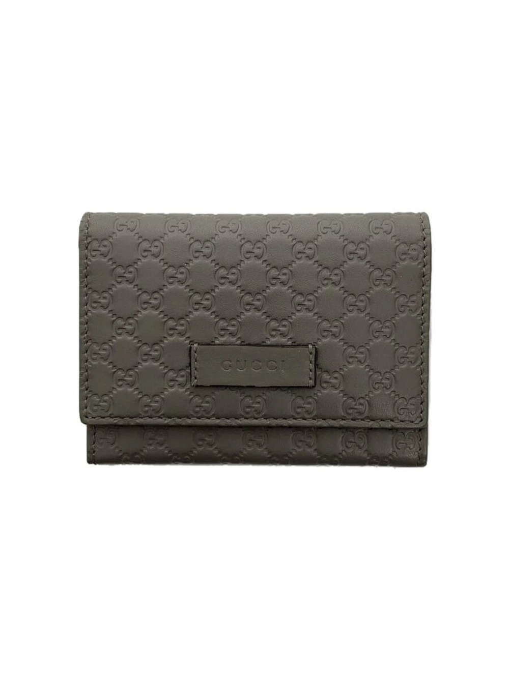 Gucci Card Case Wallet Leather Gray All over